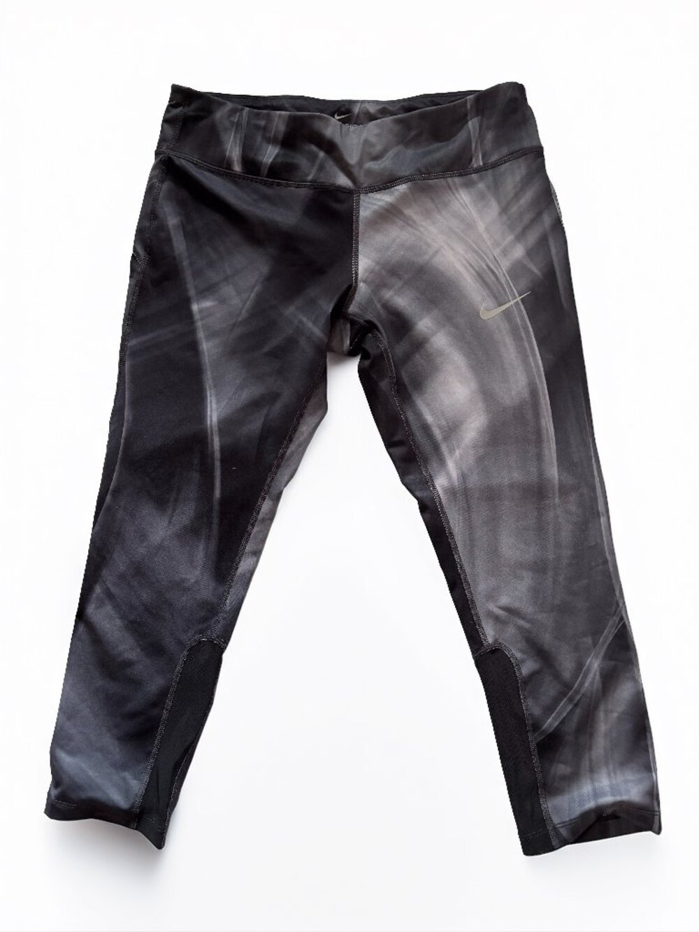 NIKE RUNNING DRI-FIT Women's Capri Leggings Compression Size L Grey Marble